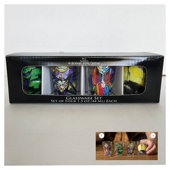DISNEY THE NIGHTMARE BEFORE CHRISTMAS 1.5oz Glassware Set 4 Shot Glasses - Picture 1 of 7